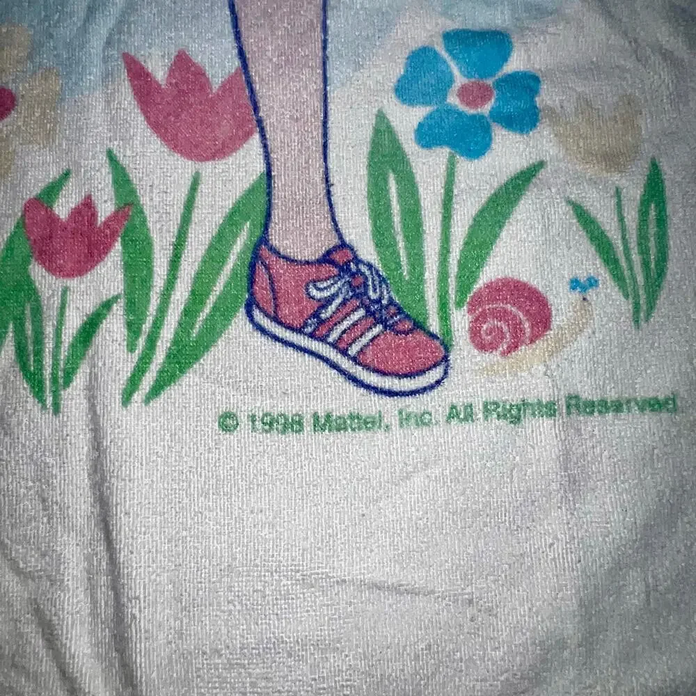 Vintage 1998 Mattel blonde Barbie tulip floral beach/bath towel set by Franco